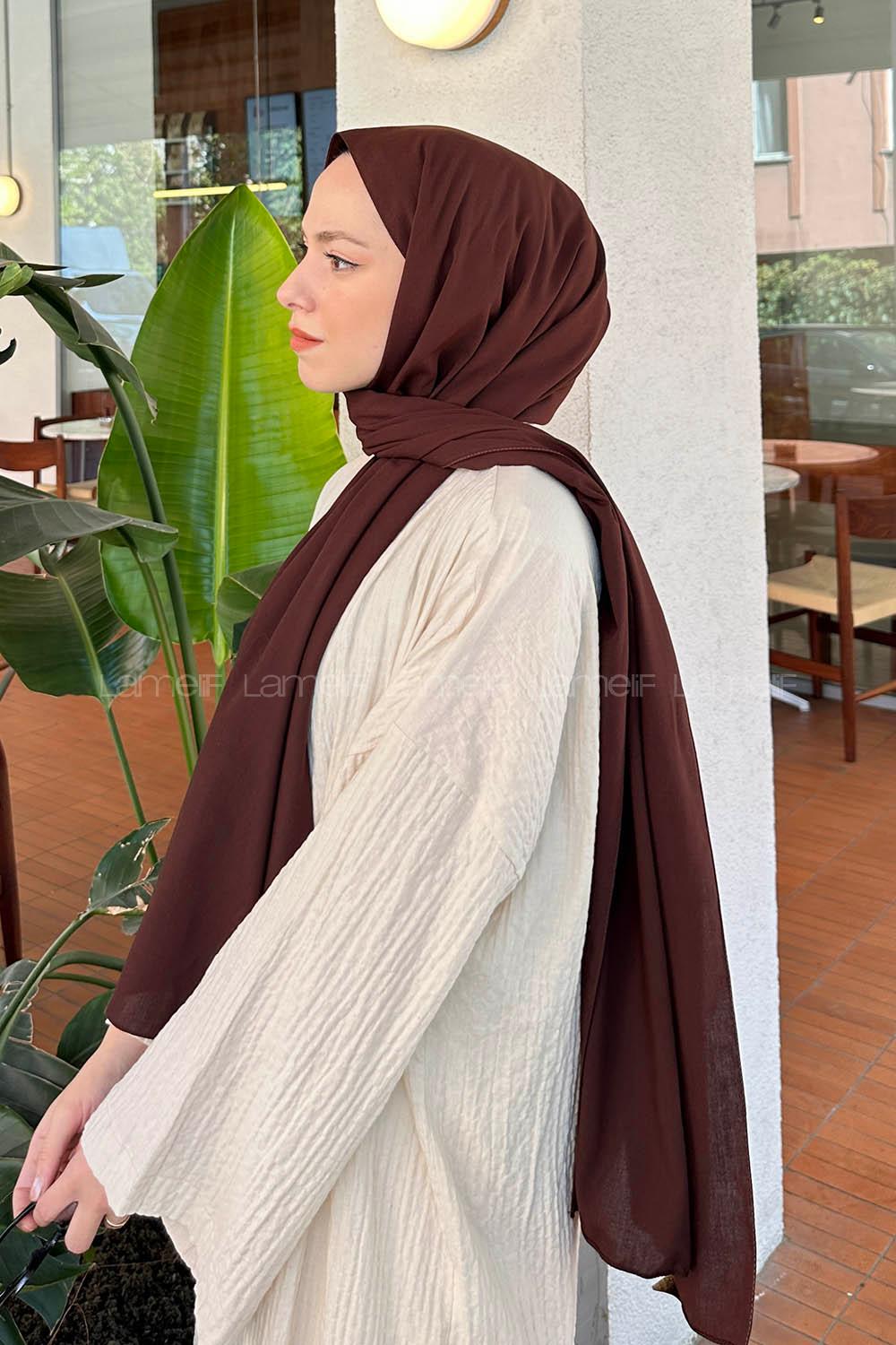 Bitter Brown Linen Straight Shawl