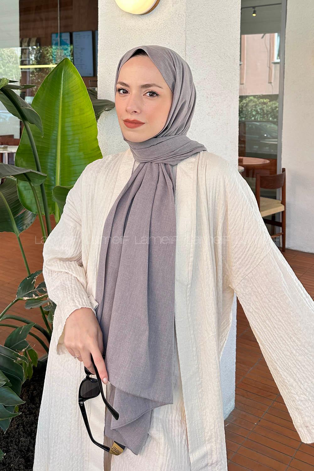 Lamelif Keten Şal Duman Gri