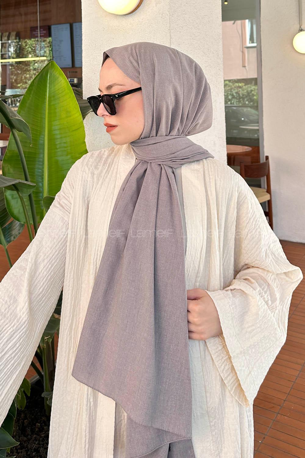 Lamelif Keten Şal Duman Gri