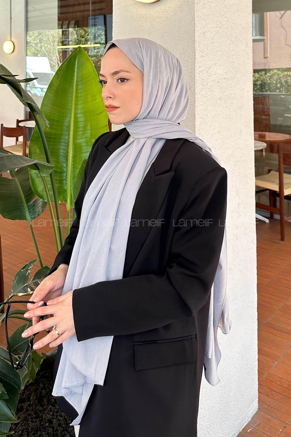 Lamelif Keten Şal Gümüş