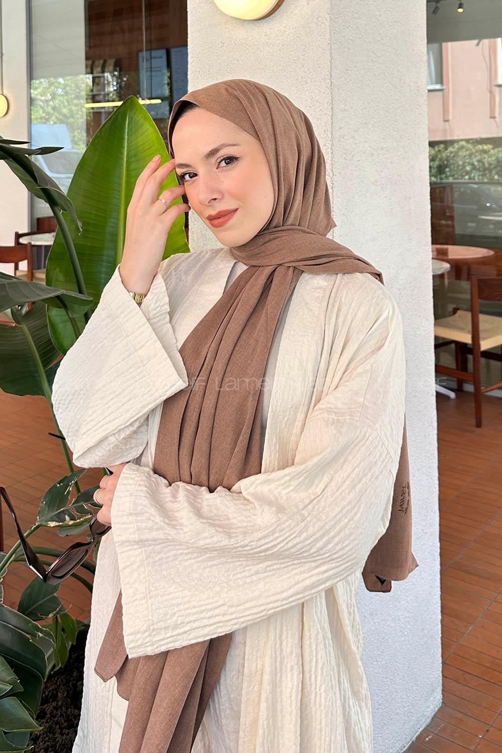 Lamelif Keten Şal Sütlü Kahve