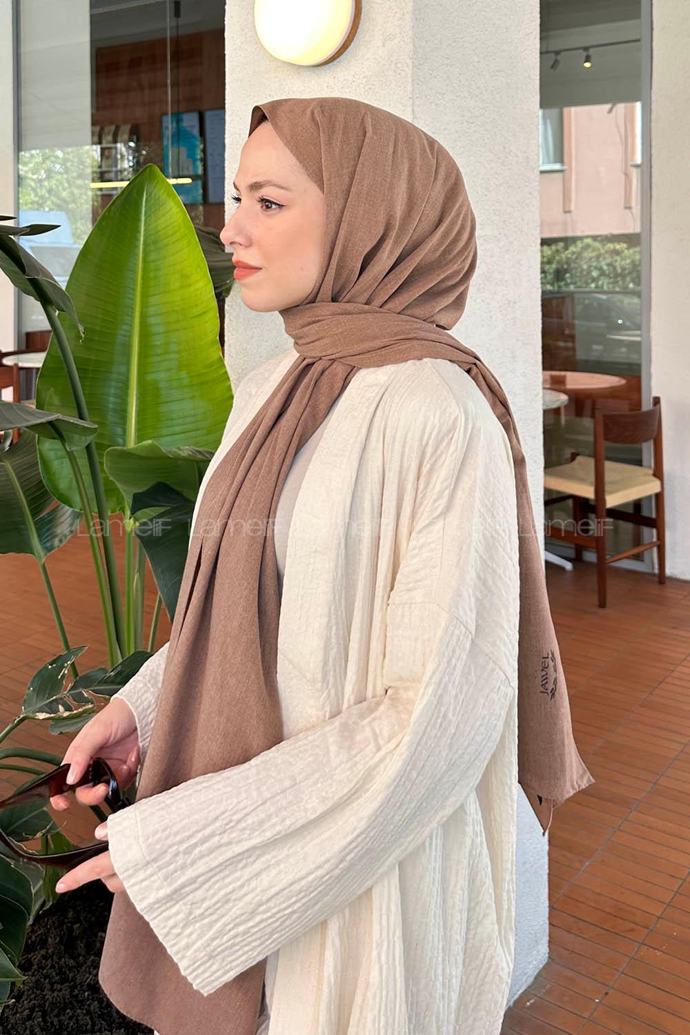 Lamelif Keten Şal Sütlü Kahve