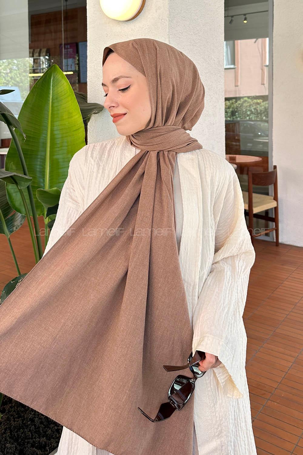 Lamelif Keten Şal Sütlü Kahve