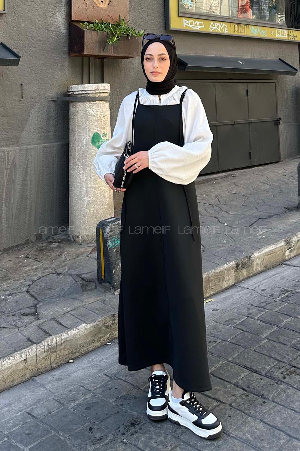 Lamelif Askılı Scuba Jile Siyah