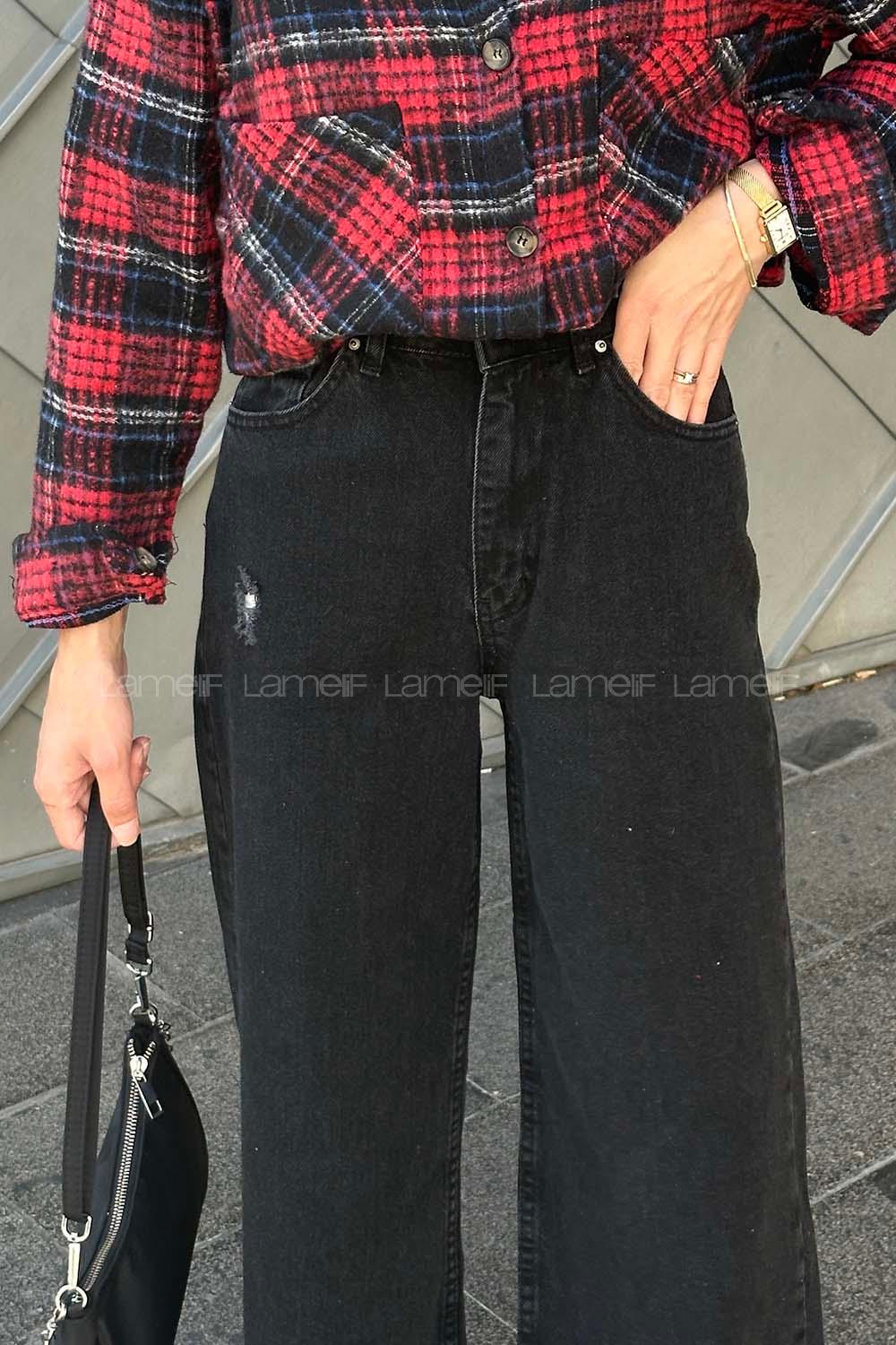 Smoked Denim Normal Waist Denim Pants