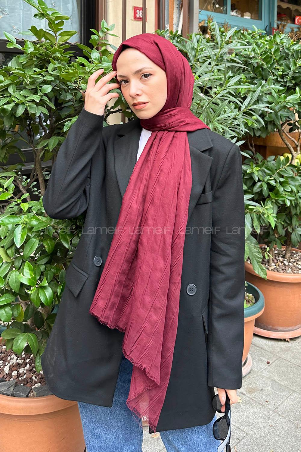 Claret Red Cotton Fabric Straight Shawl