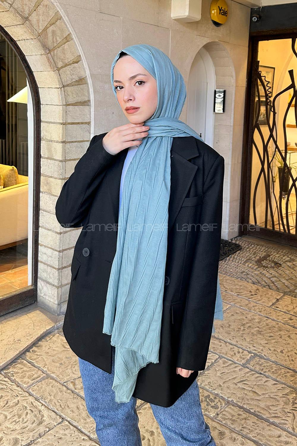 Pastel Green Cotton Fabric Straight Shawl