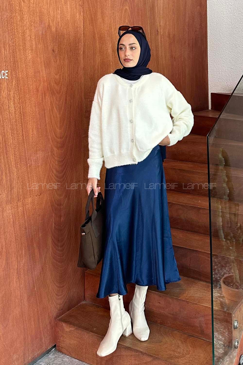 Lamelif Sakallı Basic Hırka Beyaz