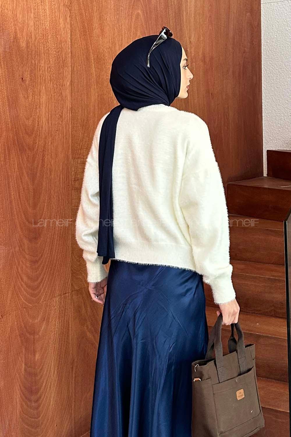 Lamelif Sakallı Basic Hırka Beyaz