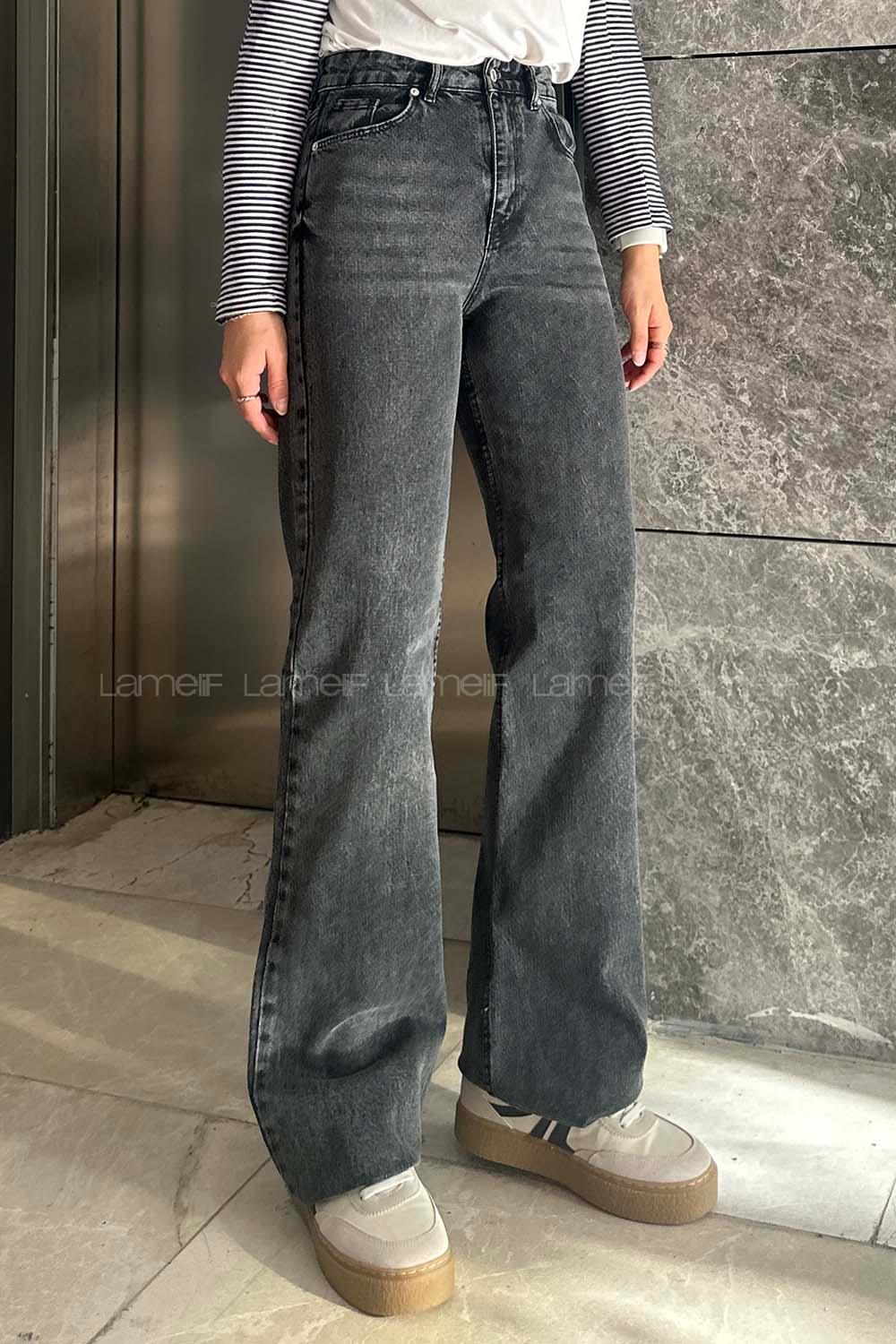 Lamelif Kesik Paça Straight Jean Füme