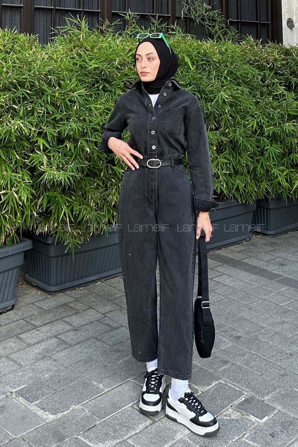 Lamelif Tek Cep Kot Tulum Füme