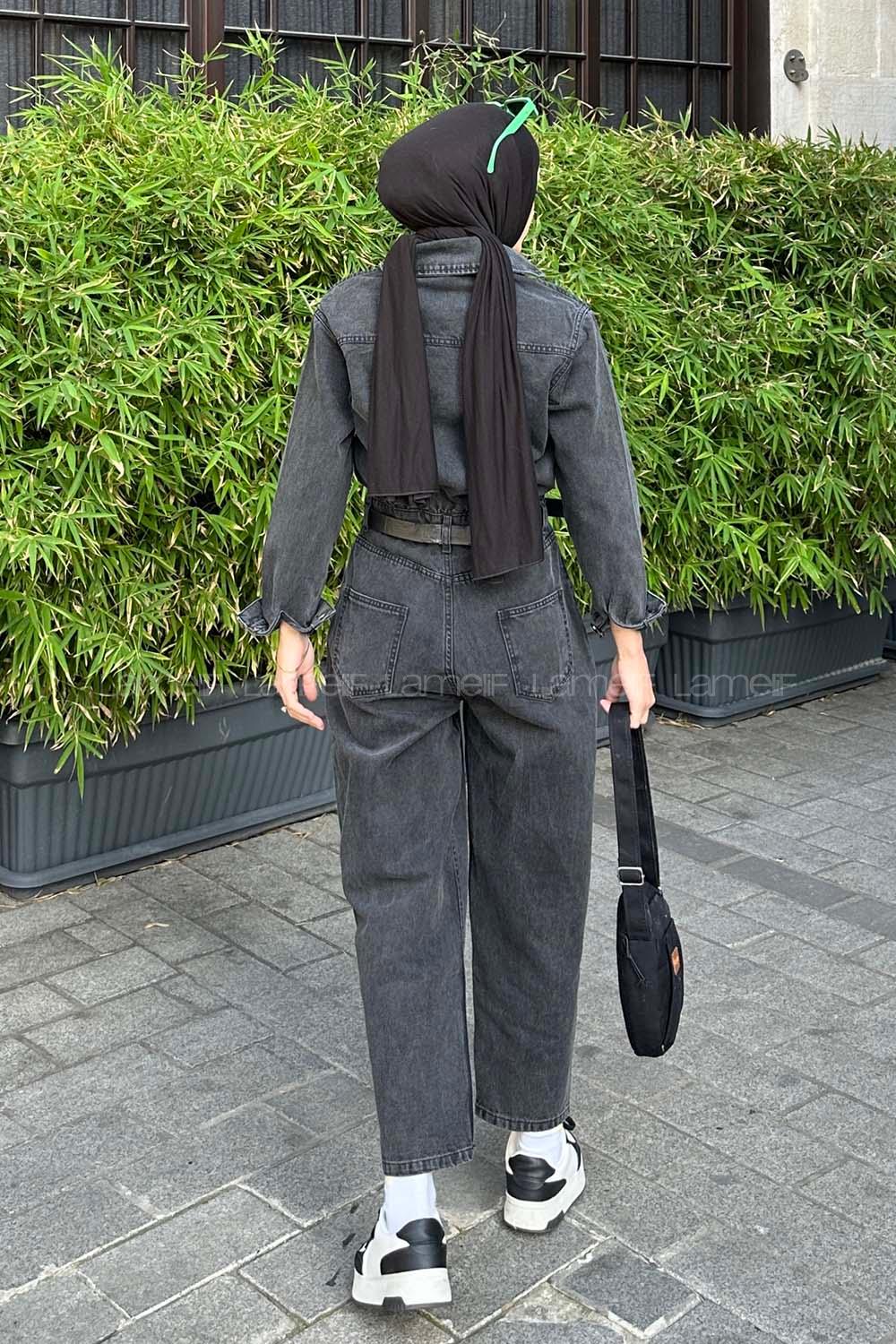 Lamelif Tek Cep Kot Tulum Füme