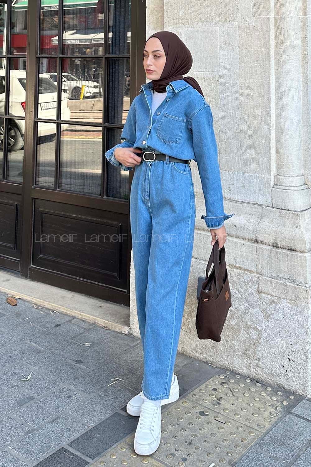 Lamelif Tek Cep Kot Tulum Mavi