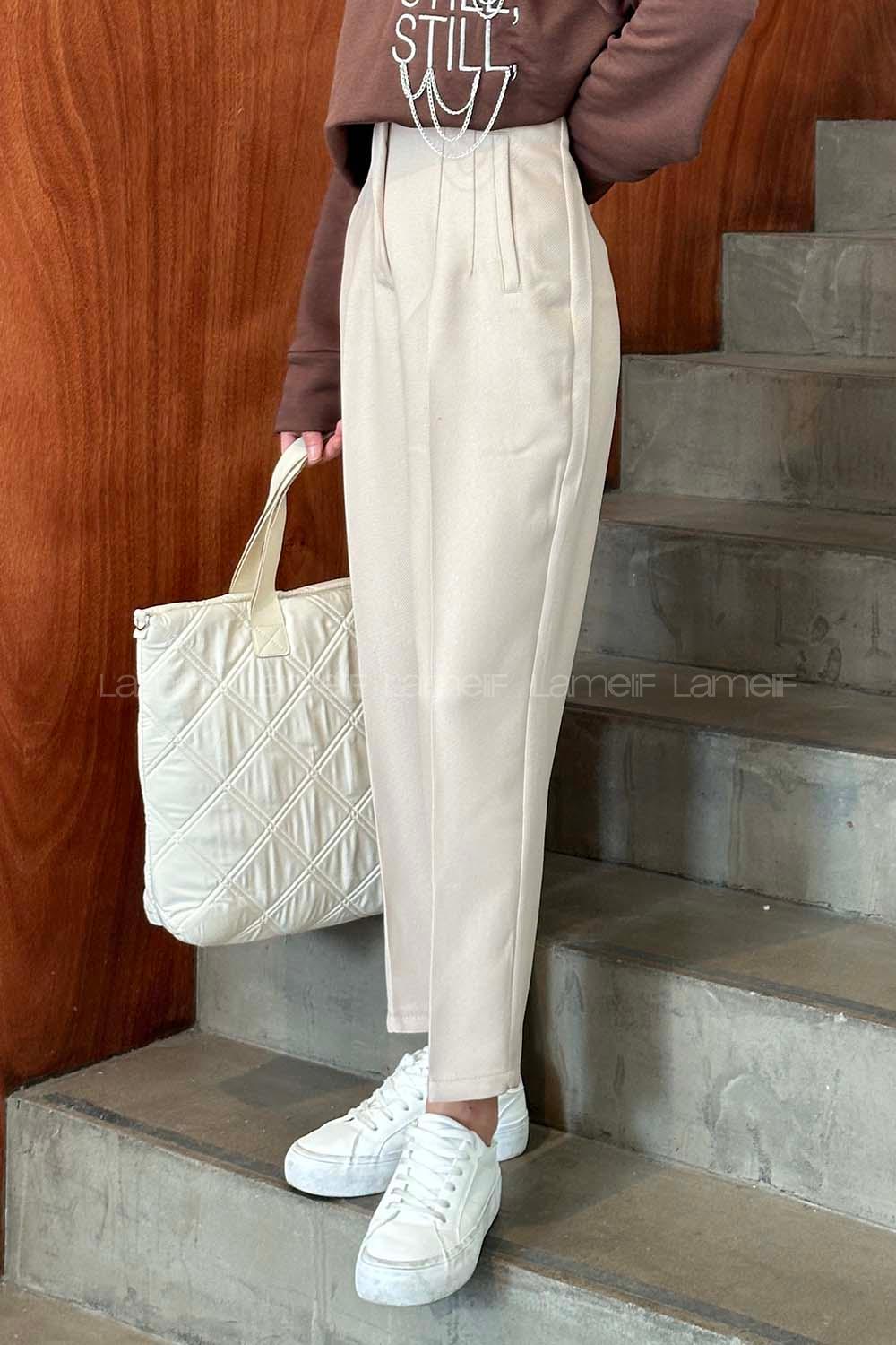 Modalamelif Fleto Cepli Pantolon Bej