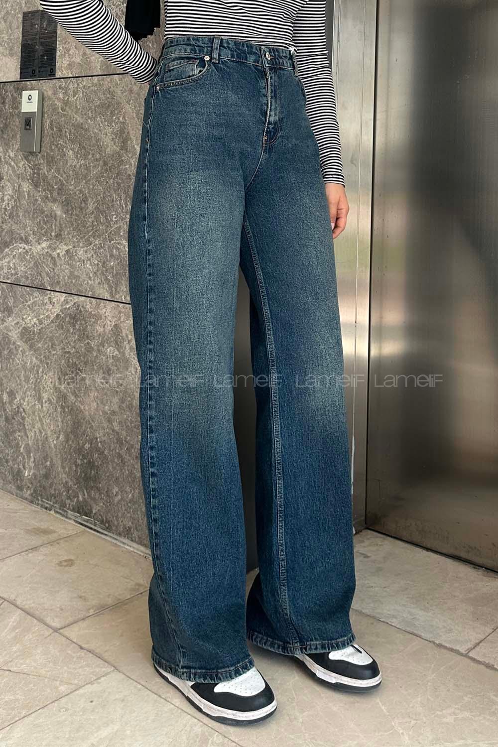 Lamelif Bol Paça Kot Pantolon Kot Mavisi