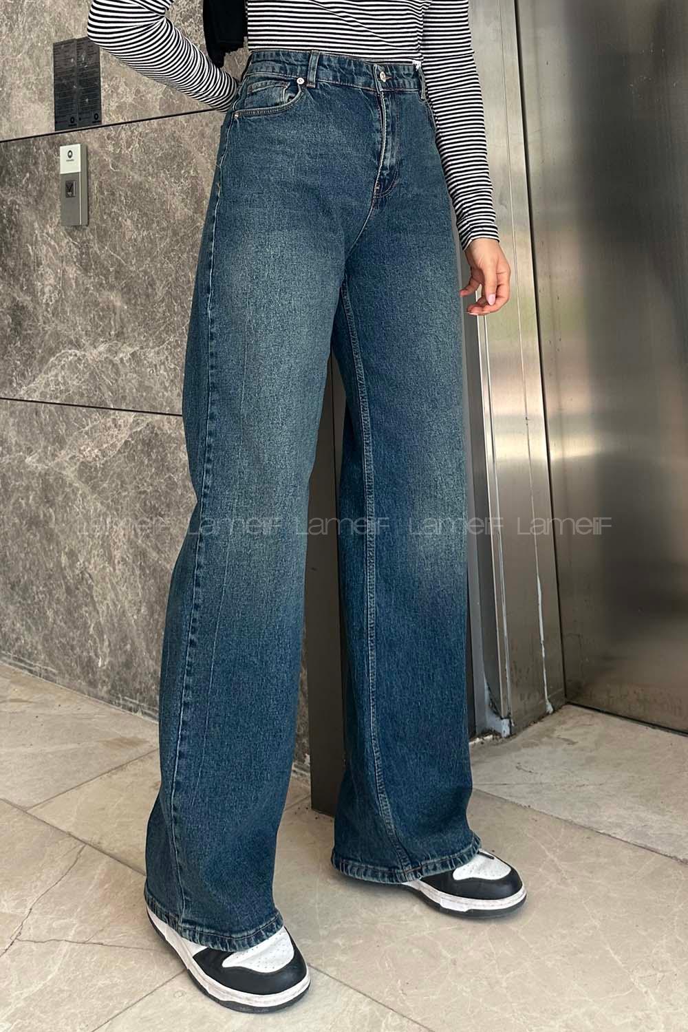 Lamelif Bol Paça Kot Pantolon Kot Mavisi