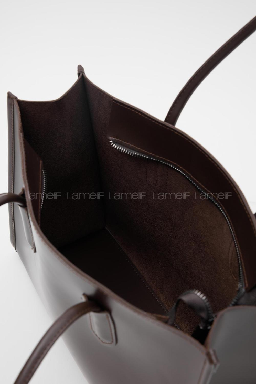 Lamelif Paella Acı Kahve Omuz Çantası 