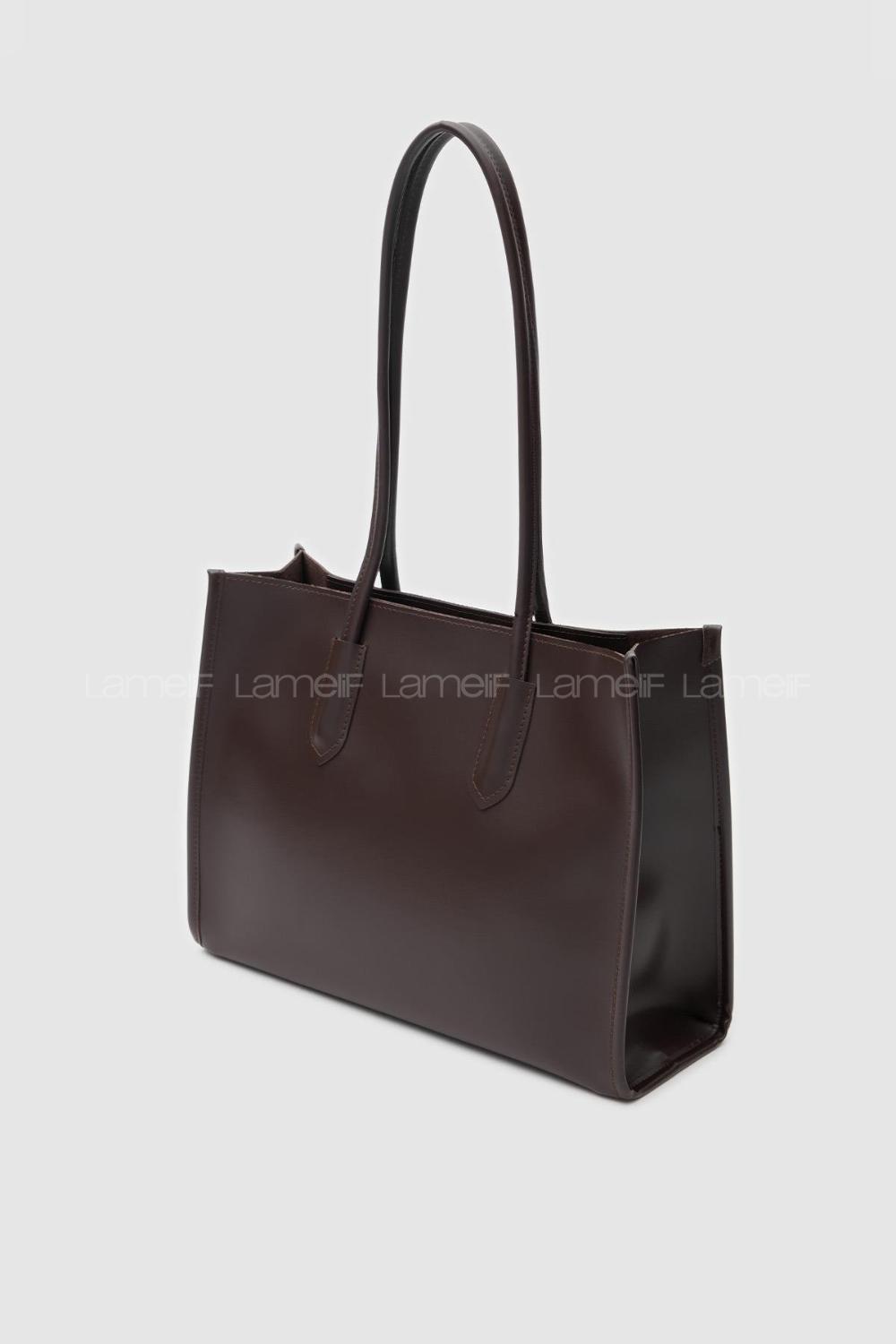 Lamelif Paella Acı Kahve Omuz Çantası 