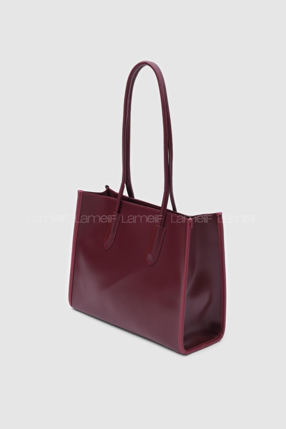 Lamelif Paella Bordo Omuz Çantası