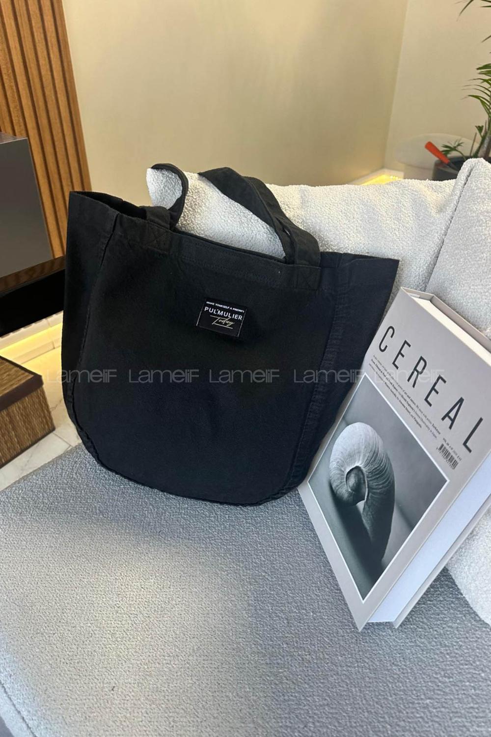 Lamelif Kanvas Arma Detaylı Çanta Siyah