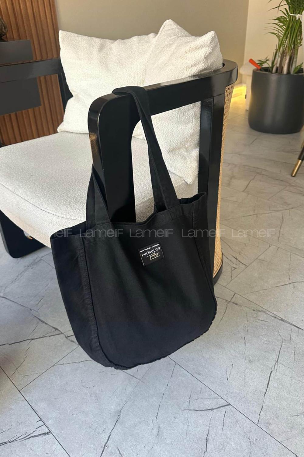 Lamelif Kanvas Arma Detaylı Çanta Siyah