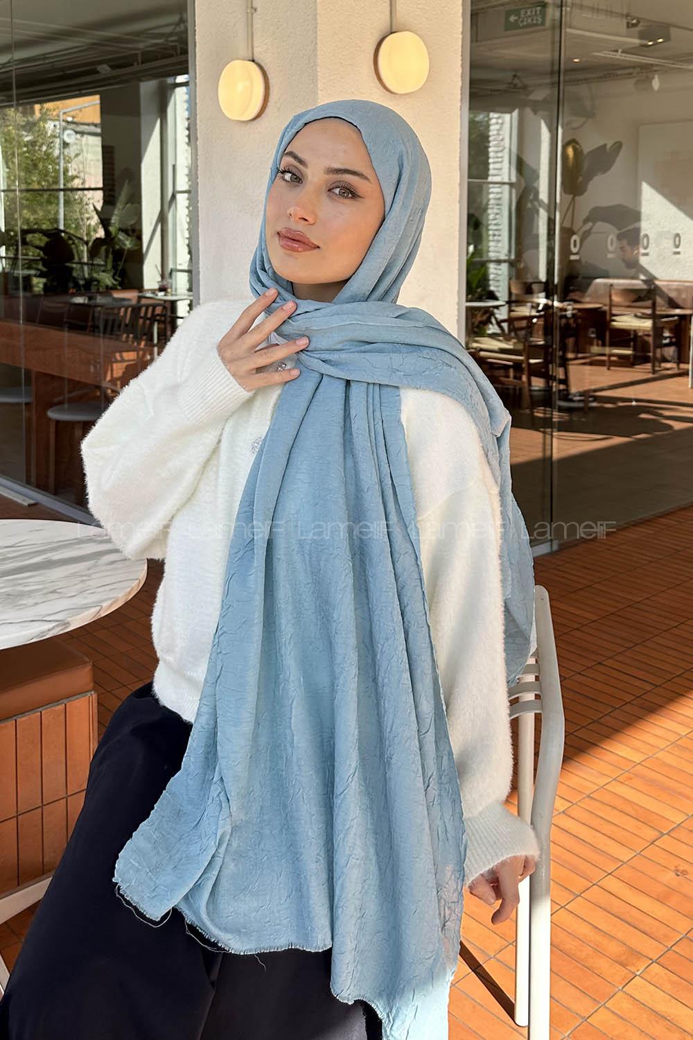 Lamelif Bambu Şal Mavi