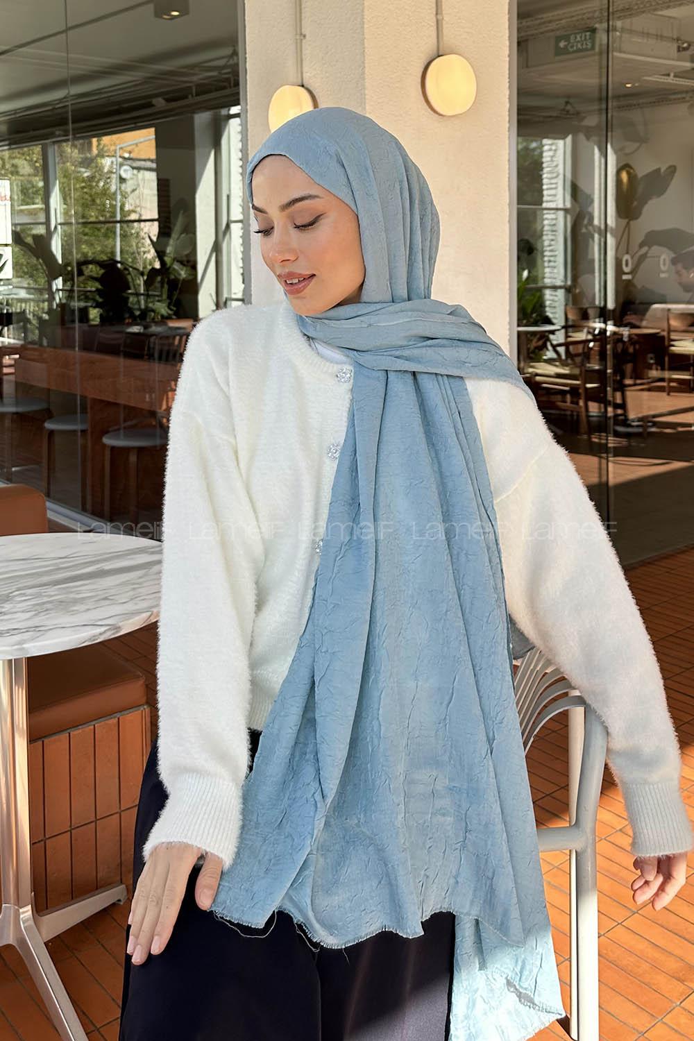 Lamelif Bambu Şal Mavi