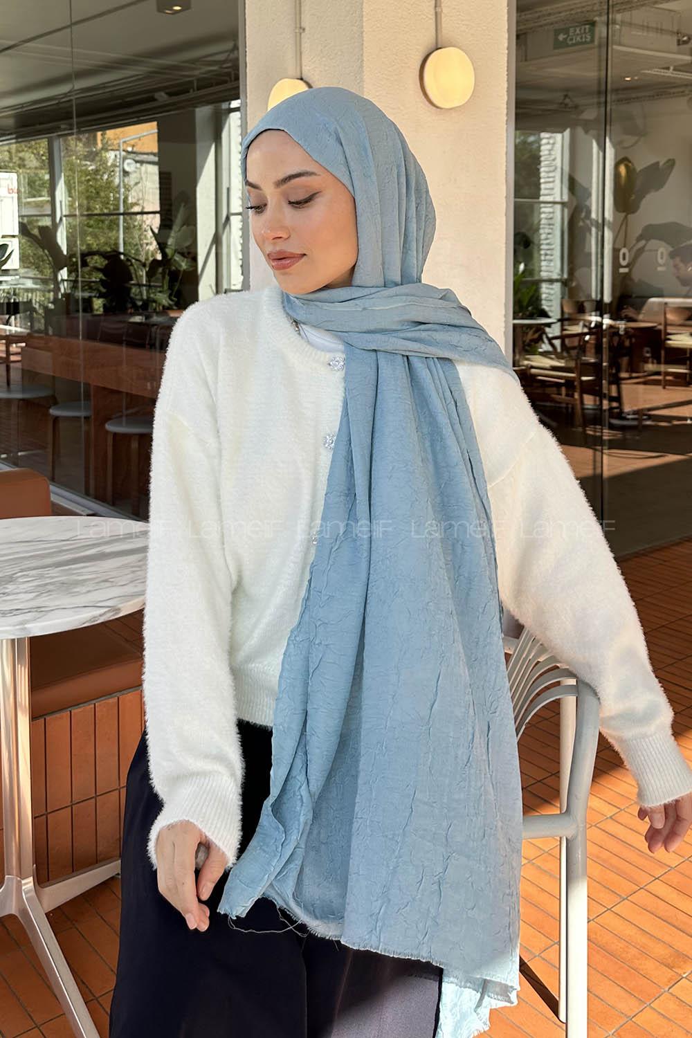 Lamelif Bambu Şal Mavi