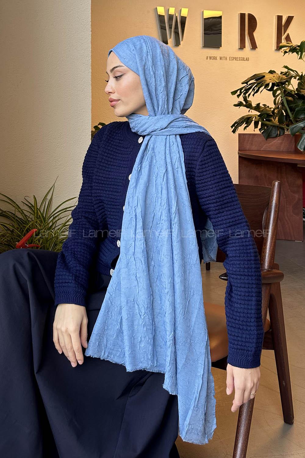 Lamelif Bambu Şal Kot Mavi