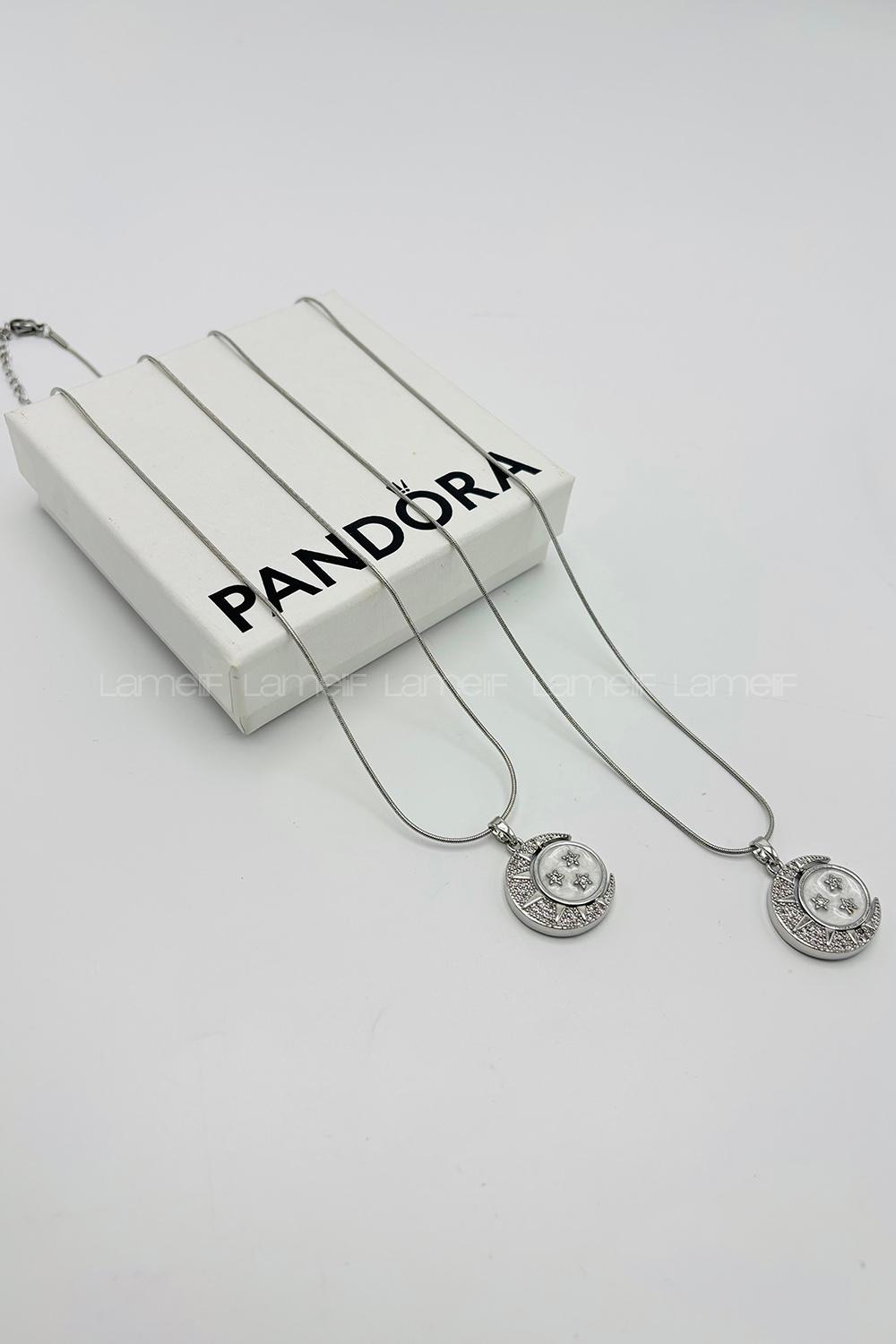 Lamelif 925 Ayar Çelik Ay Figürlü Kolye Gümüş