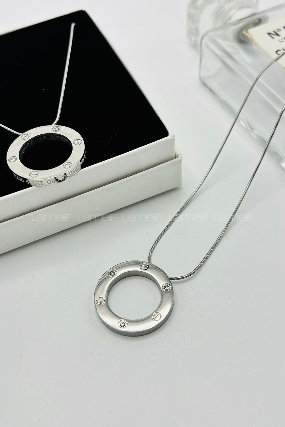 Lamelif 925 Ayar Çelik Cartier Love Kolye Gümüş