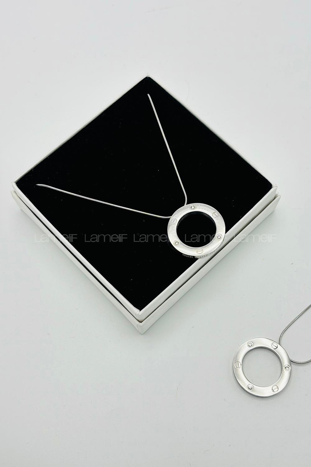 Lamelif 925 Ayar Çelik Cartier Love Kolye Gümüş