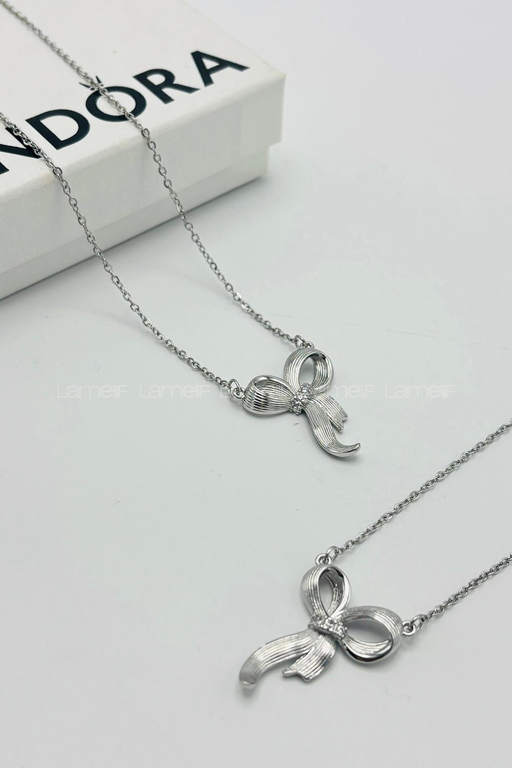 Lamelif 925 Ayar Çelik Kurdele Kolye Gümüş