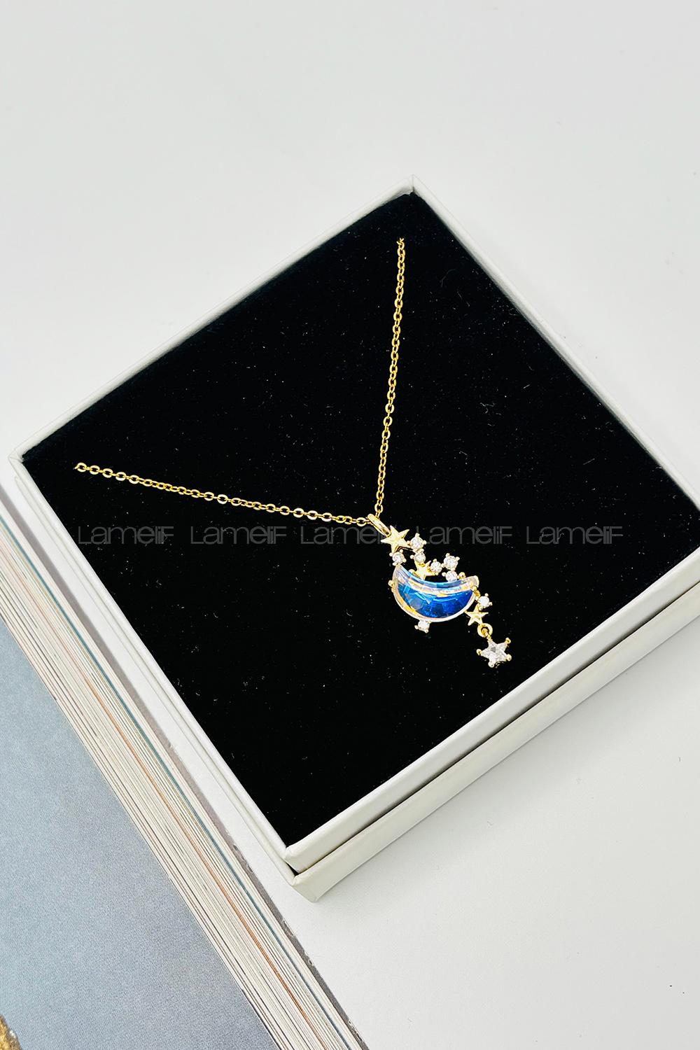 Lamelif 925 Ayar Çelik Sallatılı Ay Kolye Gold