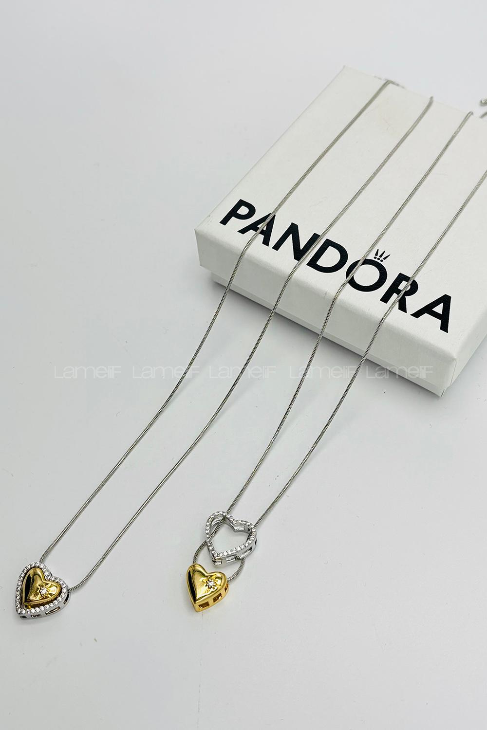 Lamelif Çelik Pandora Model Taşlı Kalp Kolye Gümüş