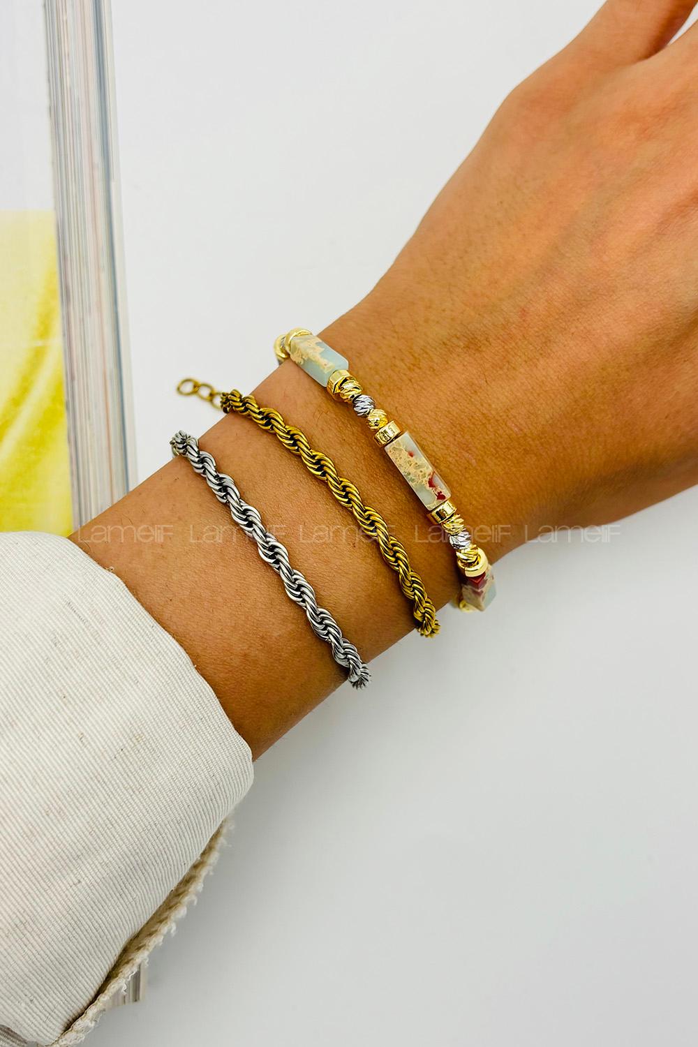 Lamelif Doğal Taş Kararmaz Mavi Kuvars Bileklik