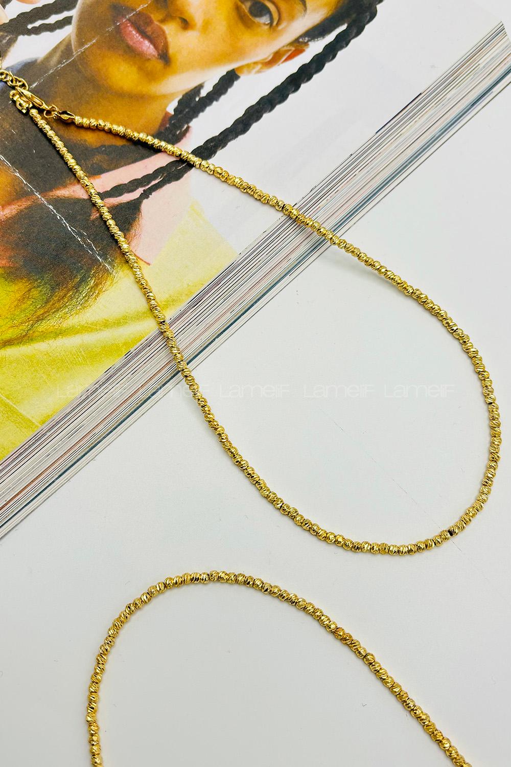 Lamelif Gold Dorika Boncuk Pirinç Kaplama Kolye