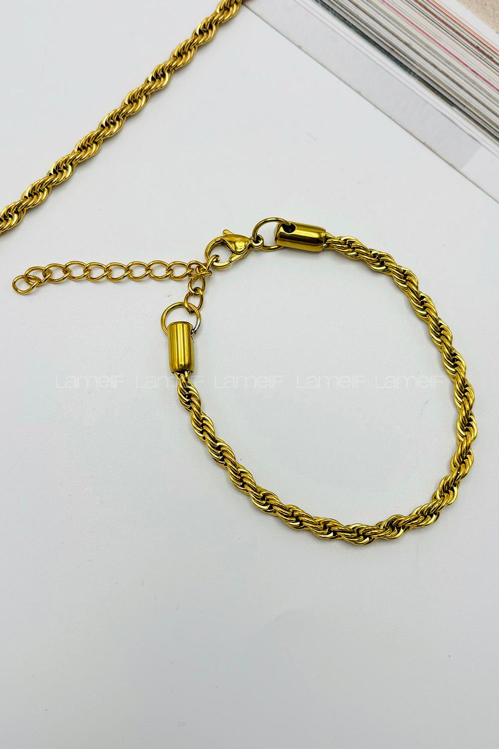 Lamelif Gold Halat Zincir Bileklik