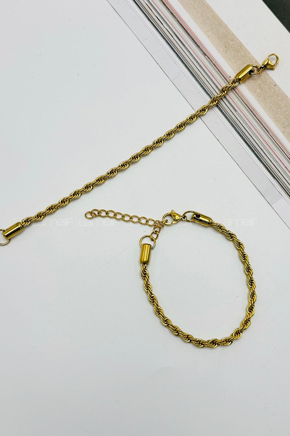 Lamelif Gold Halat Zincir Bileklik