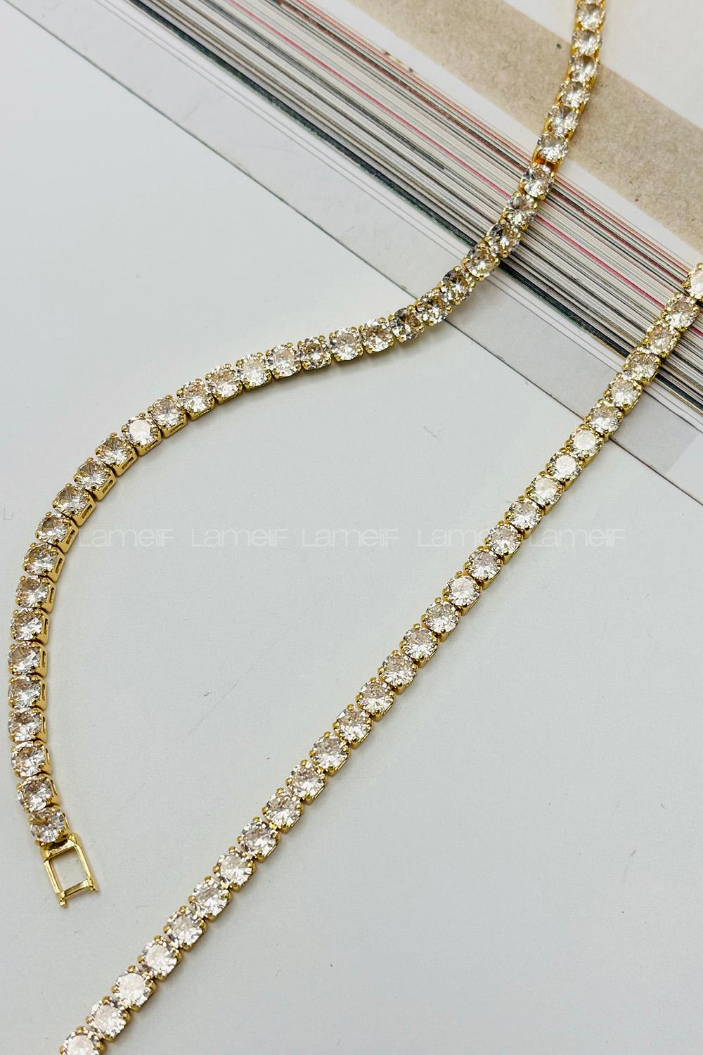 Lamelif Gold Taşlı Baget Bileklik