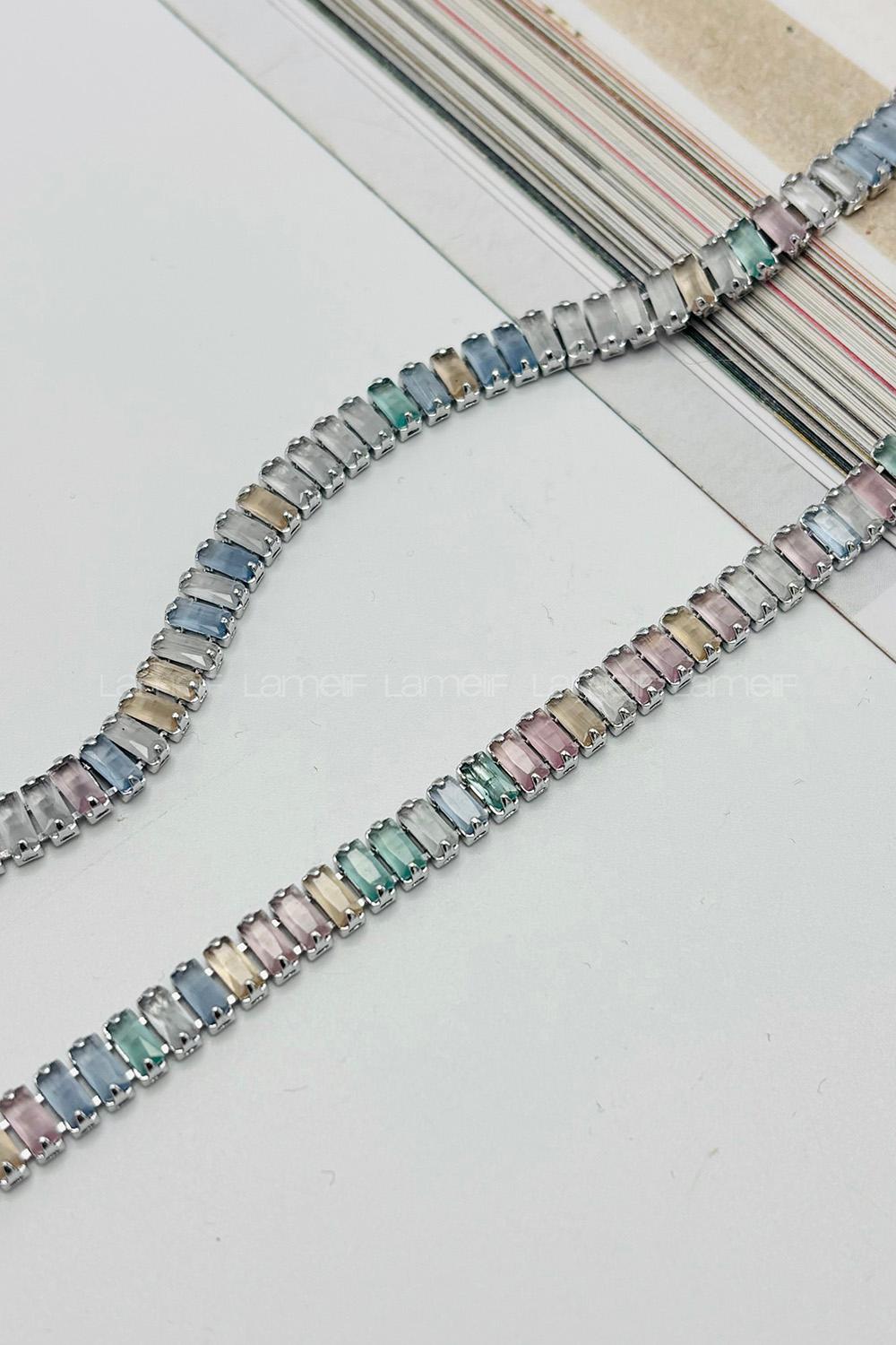 Lamelif Gümüş Renkli Taşlı Baget Bileklik