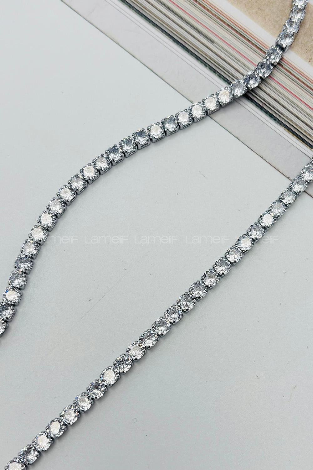 Lamelif Gümüş Taşlı Baget Bileklik