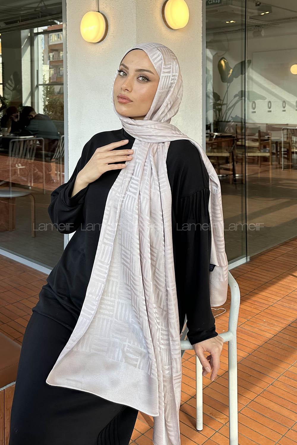 Lamelif Kibrit Desen Jakar Şal Kum Beji