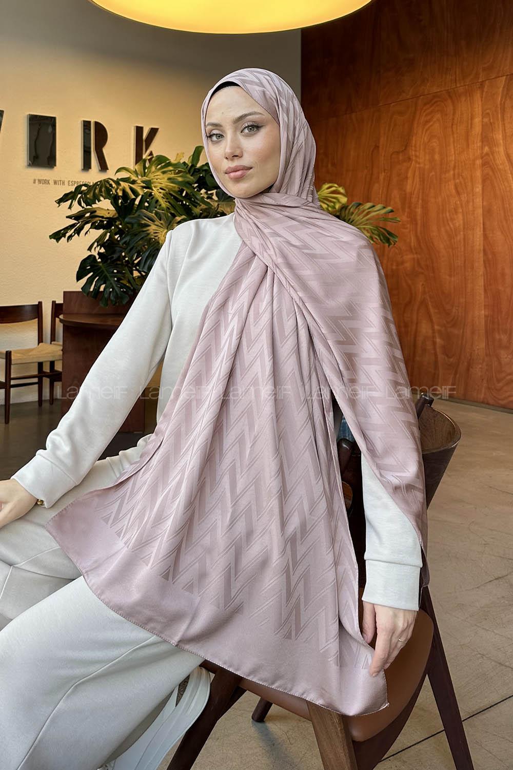 Lamelif Zikzak Desen Jakar Şal Latte