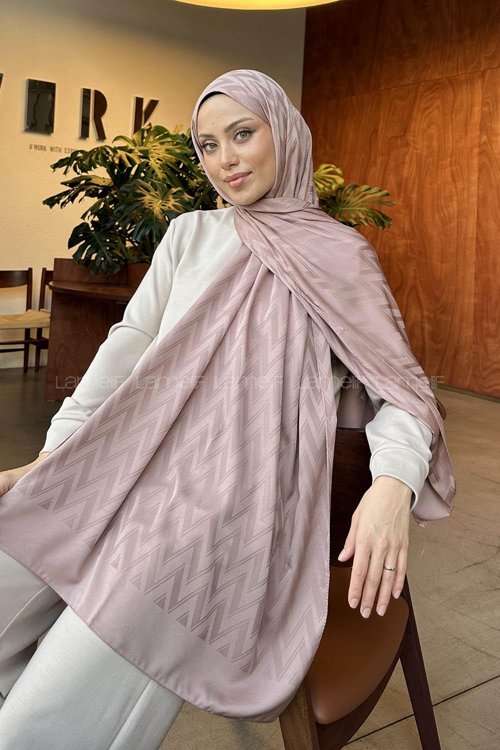 Lamelif Zikzak Desen Jakar Şal Latte