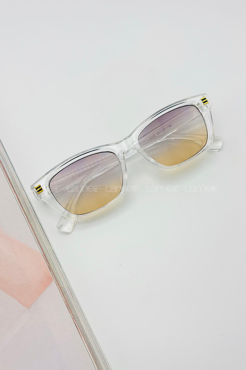 Lamelif Alissa Şeffaf Çerçeve Blok Renk Güneş Gözlüğü