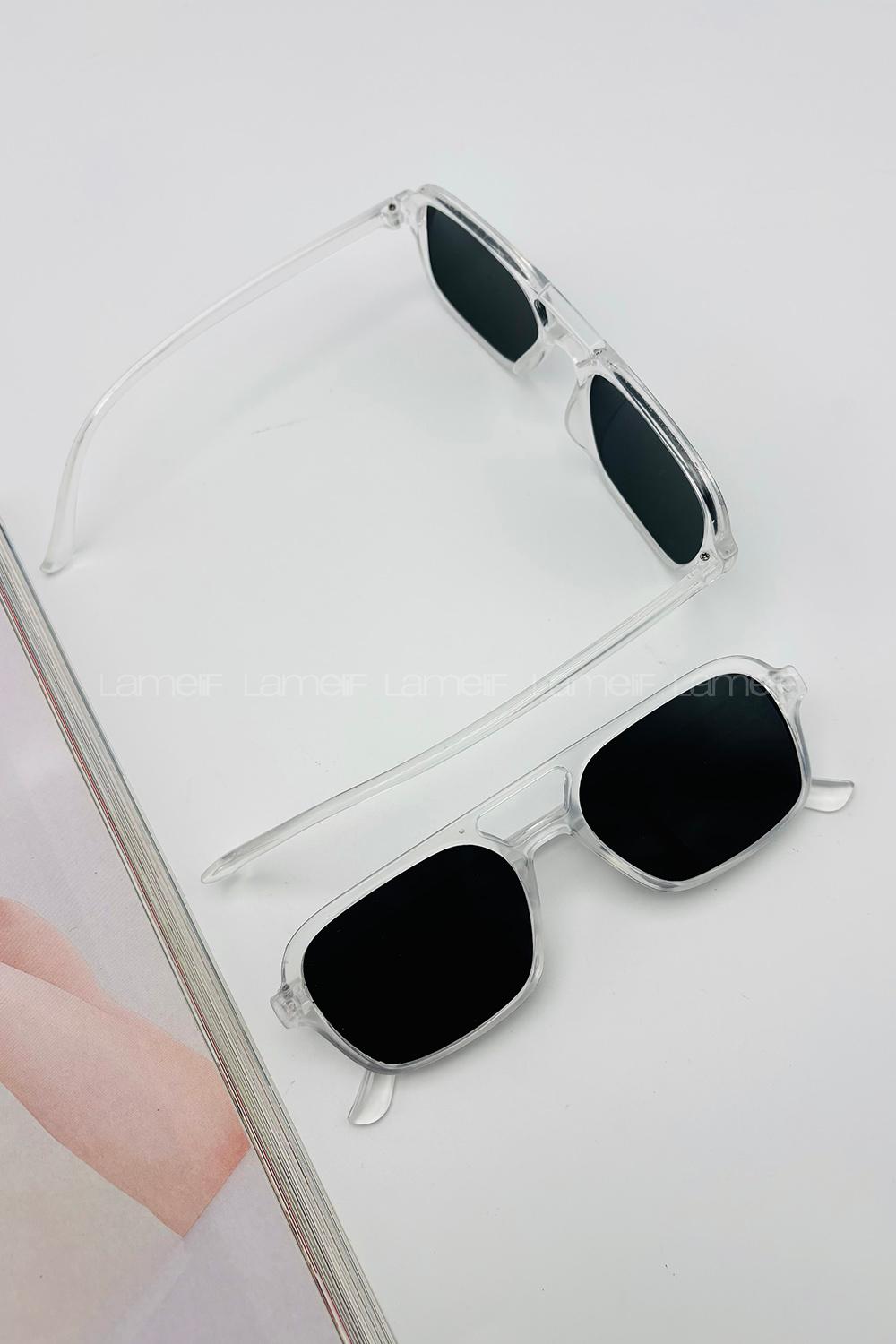 Lamelif Şeffaf Çerçeve Siyah Güneş Gözlüğü