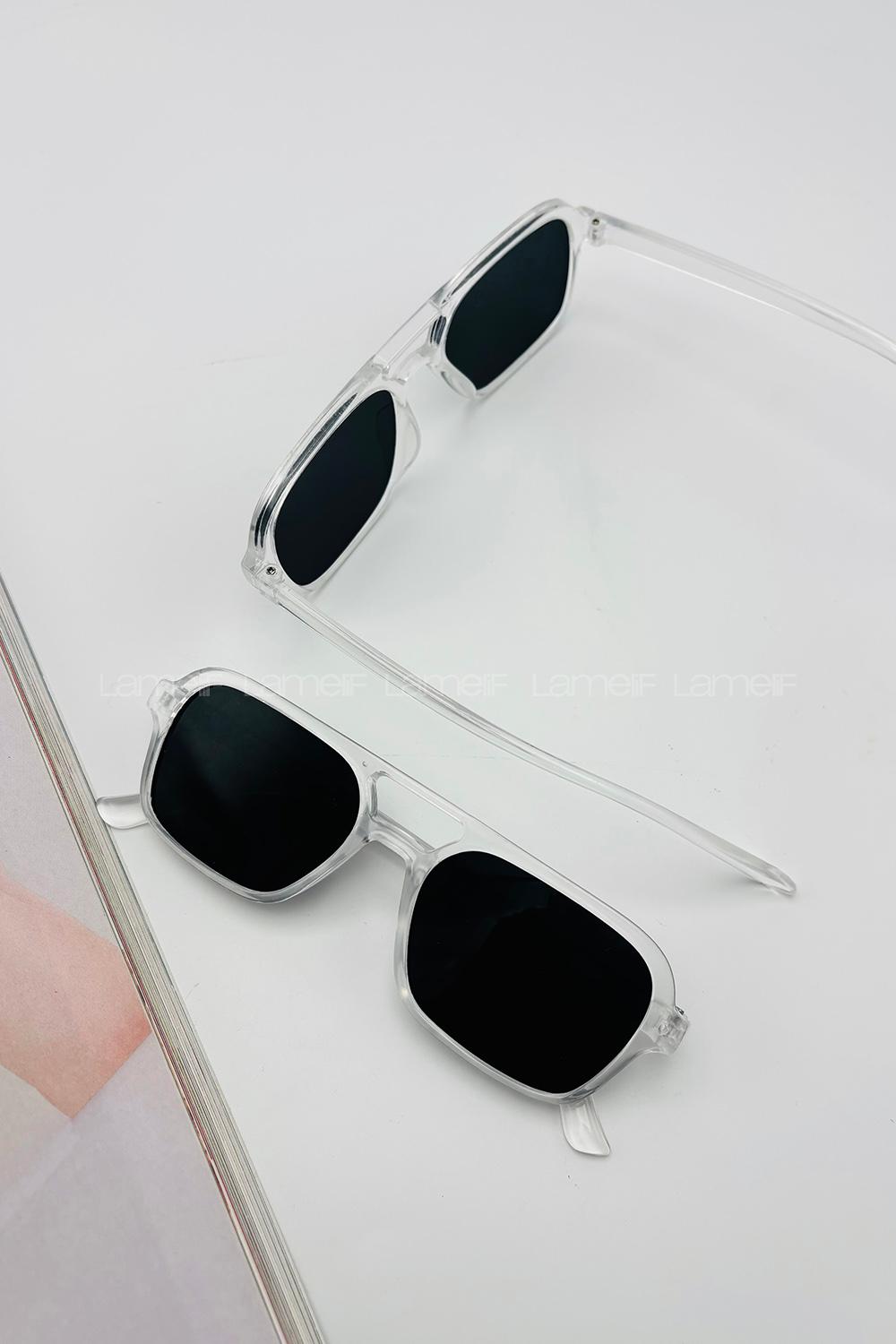 Lamelif Şeffaf Çerçeve Siyah Güneş Gözlüğü
