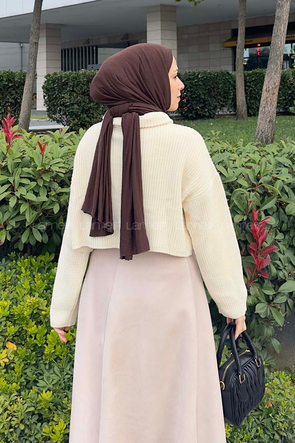 Ecru Zippered Neck Long Arm Jumper