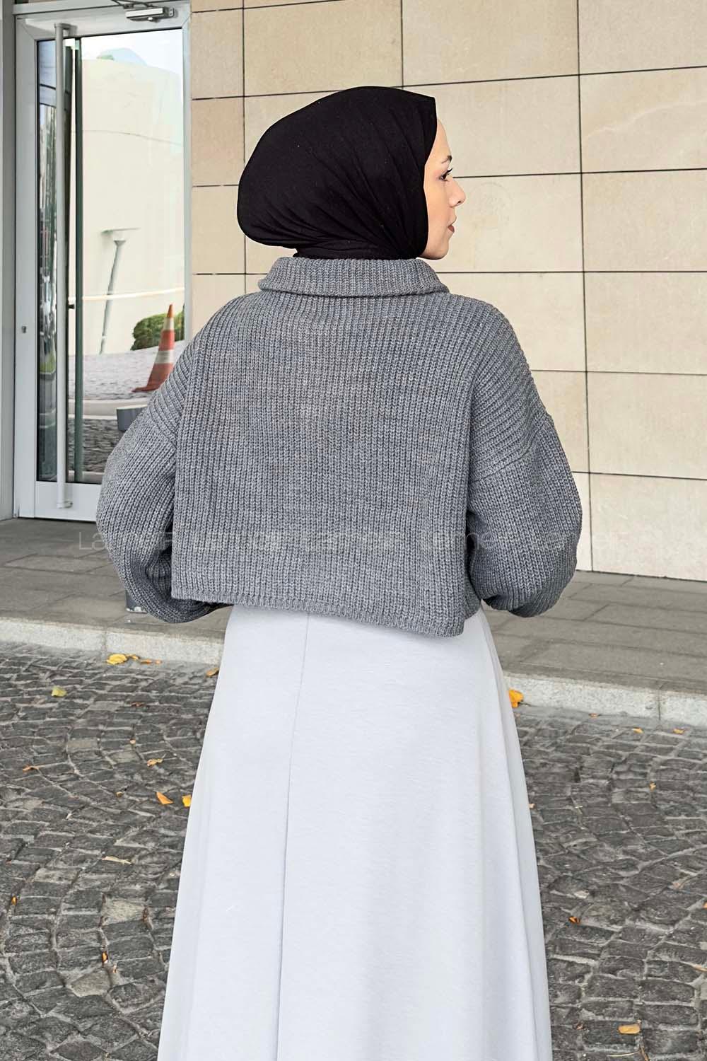 Gray Zippered Neck Long Arm Jumper
